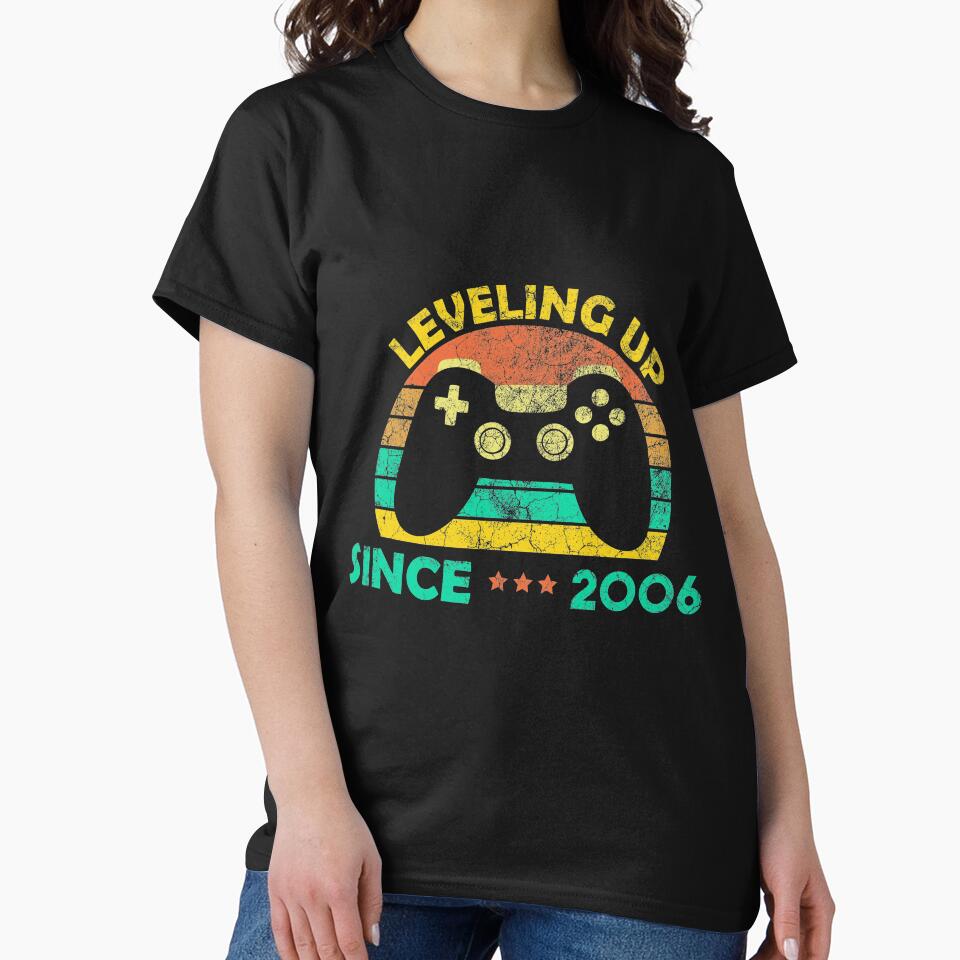 Born In 2006, Leveling Up Since 2006 Gamers Birthday Gift by Wadia Hamda