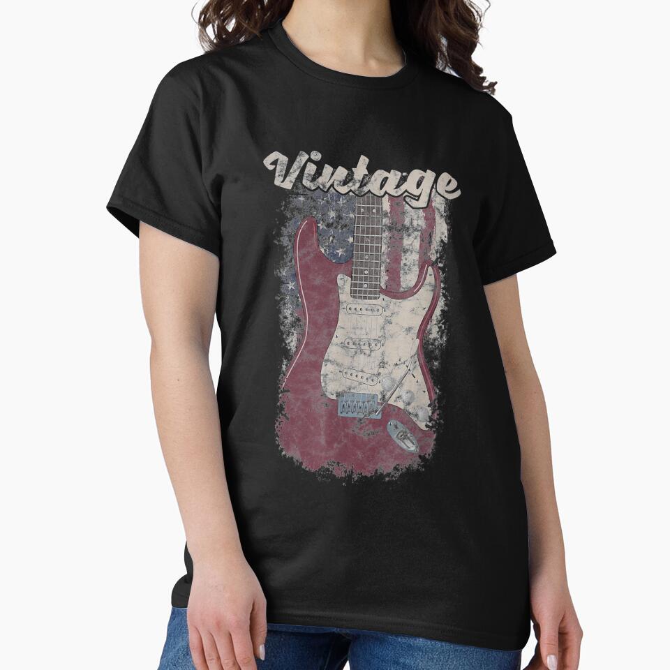 Vintage Guitar Player American Flag Guitarist Gift by DailonisDumpji