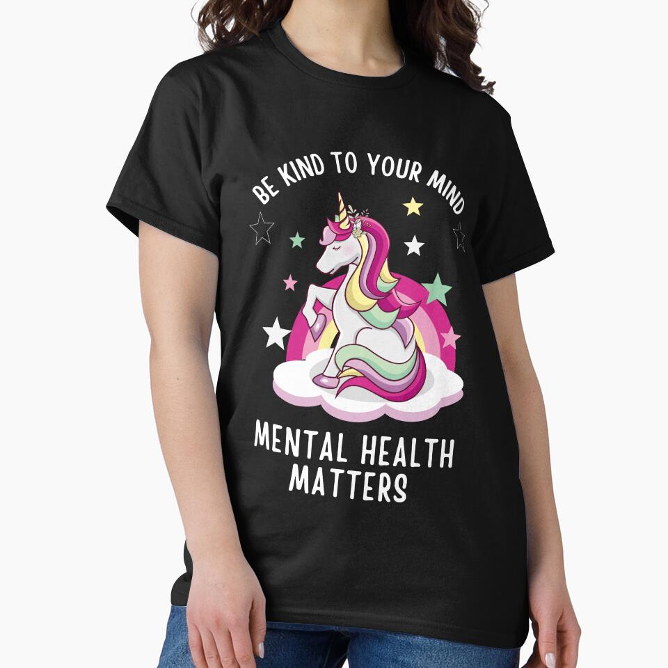Mental Health Unicorn Be Kind To Your Mind Mental Health Matters  Boho Rainbow by SweetbeStore