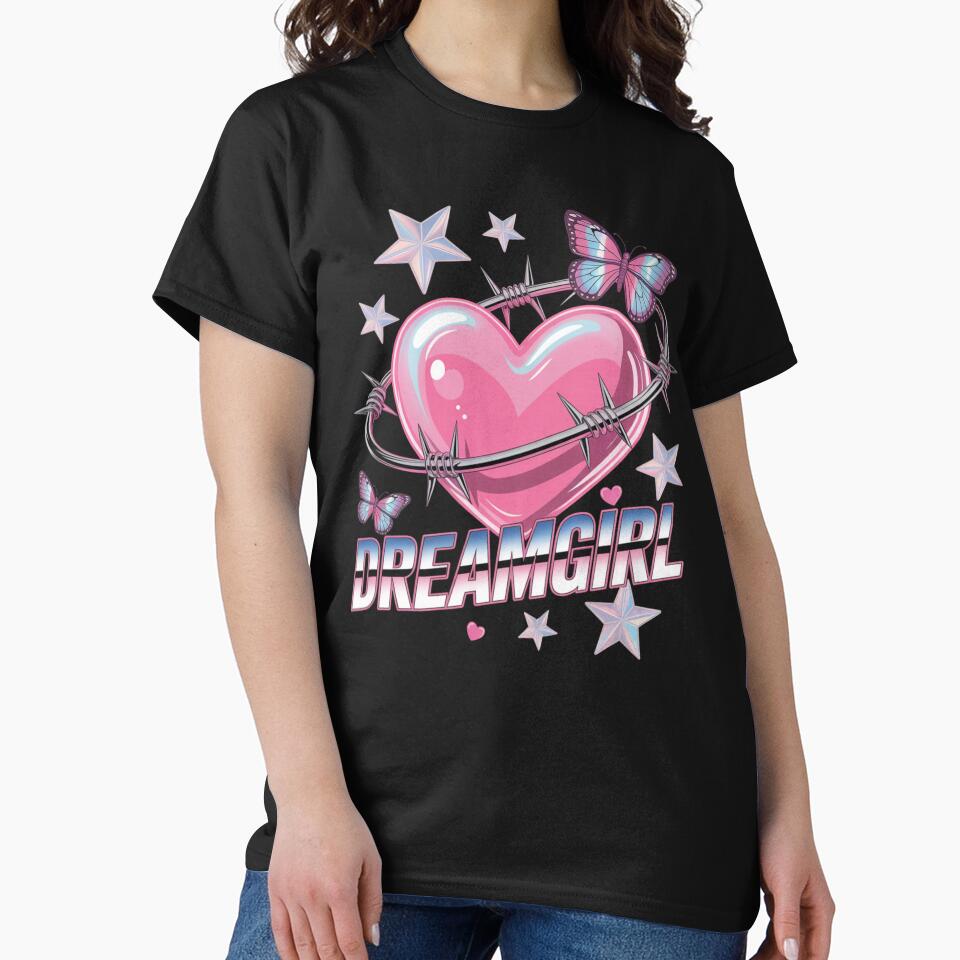 Dreamgirl Barbed Wire Heart Butterfly Stars Y2K Valentine's Day by DarylWelsh2024