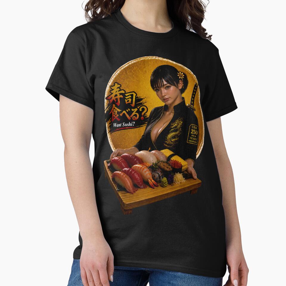 Sushi Samurai Girl - Want Sushi? Japanese Food Streetwear Design | America 250 by Dragon-Samurai