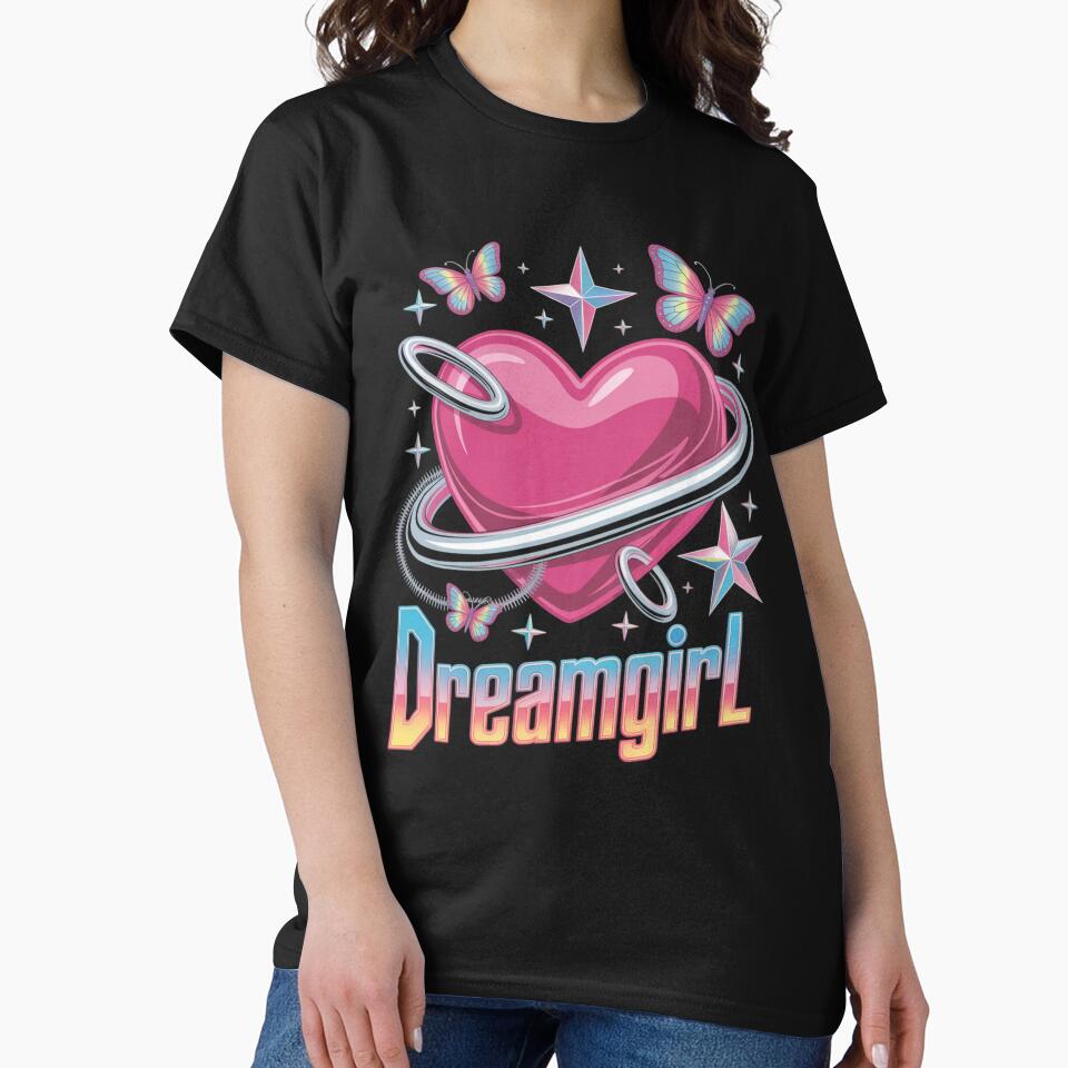 Dreamgirl Pink Heart Planet Butterfly Retro Valentine's Day by DarylWelsh2024