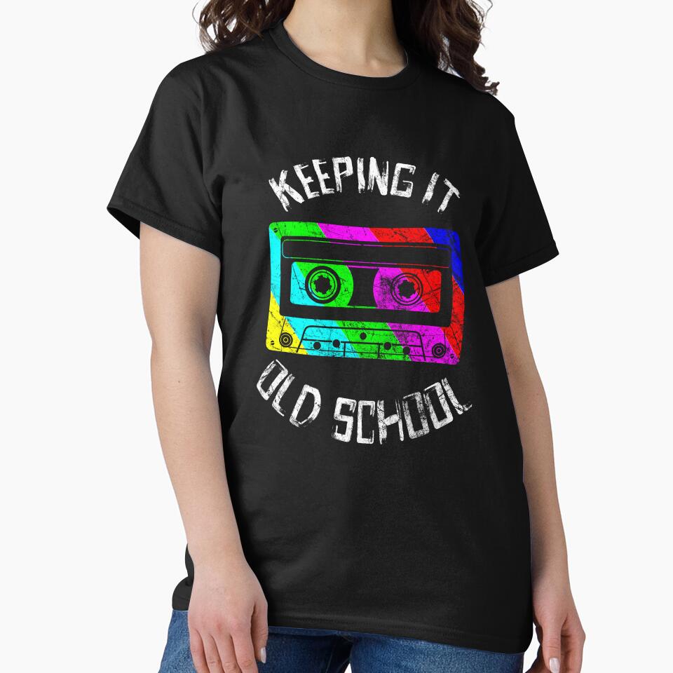 Retro 80s T-Shirt Cassette Tape Music Keeping it Old School by majuga