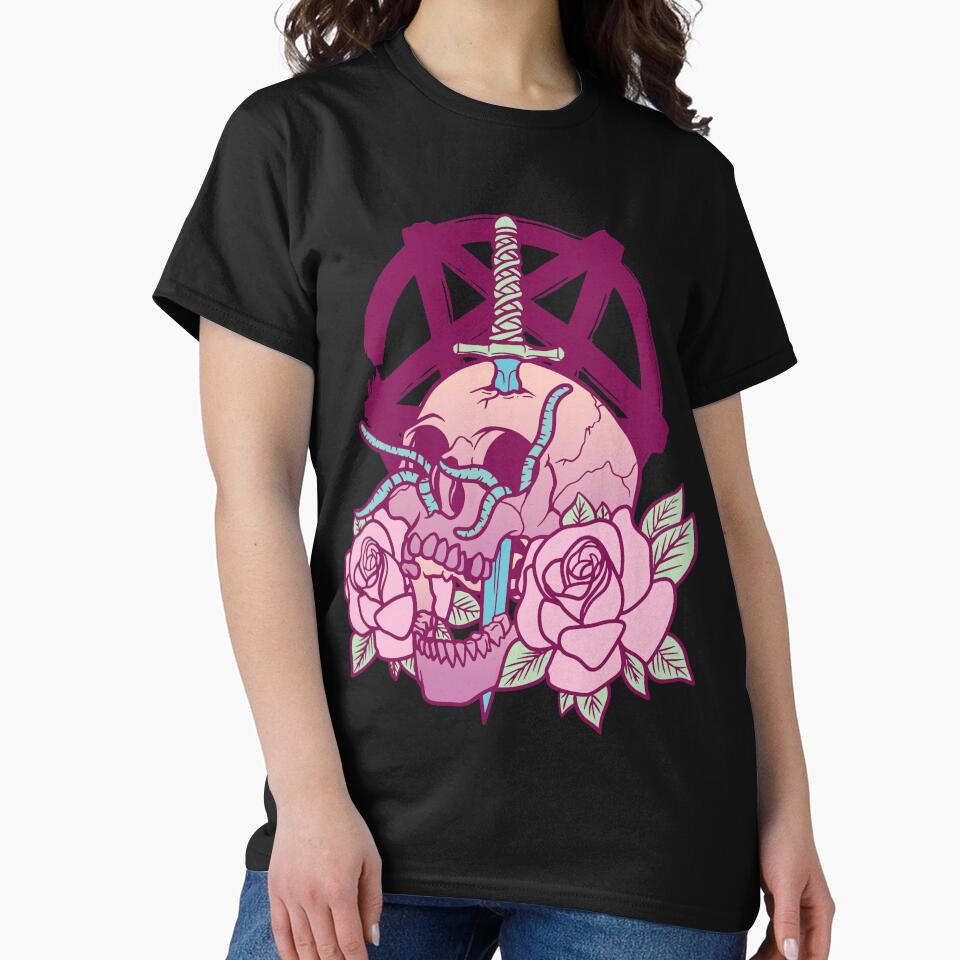 Anime Aesthetic Pastel Goth Pentagram Roses Skull Gifts by Crush Retro®