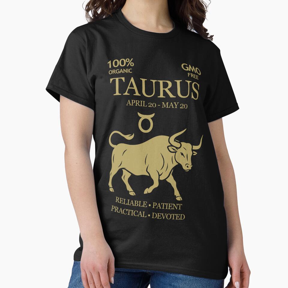 Taurus Zodiac Sign Shirt – Funny Horoscope Design for April & May Birthdays (Gold) by Artistic-Apex
