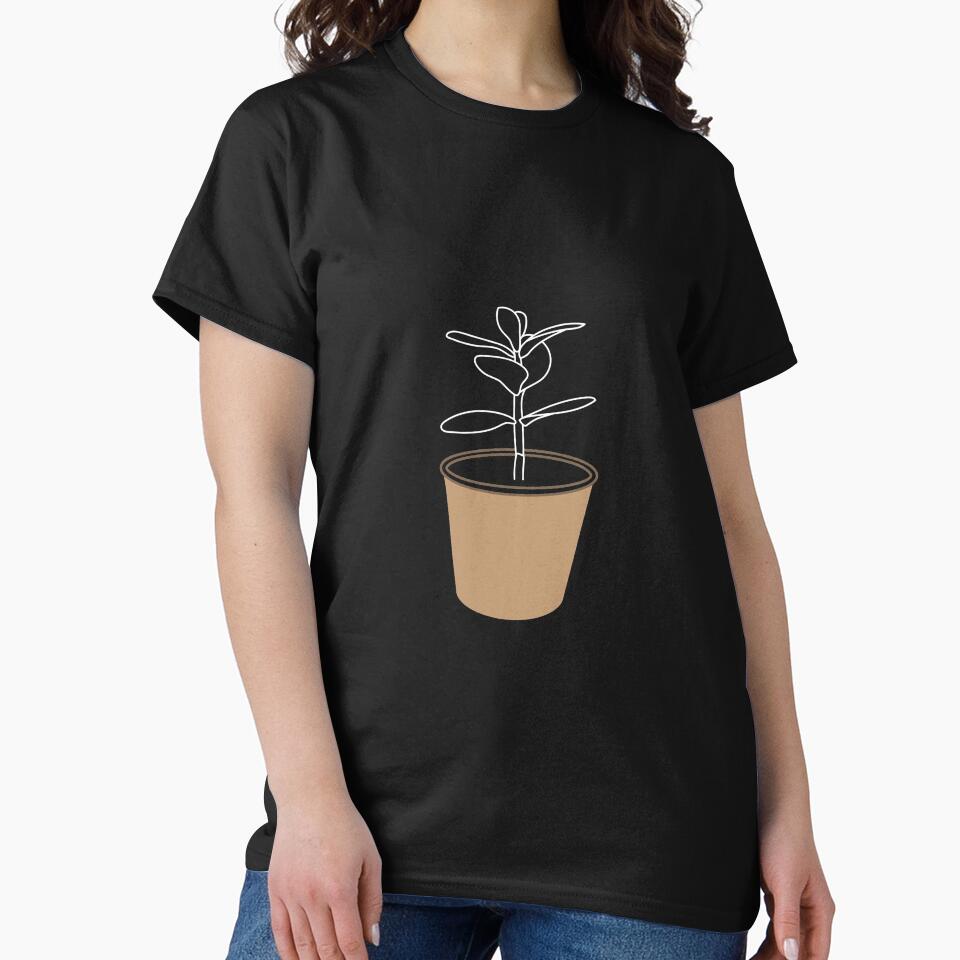 Minimalist Jade Plant in Pot Line Art by RPuniquedesigns