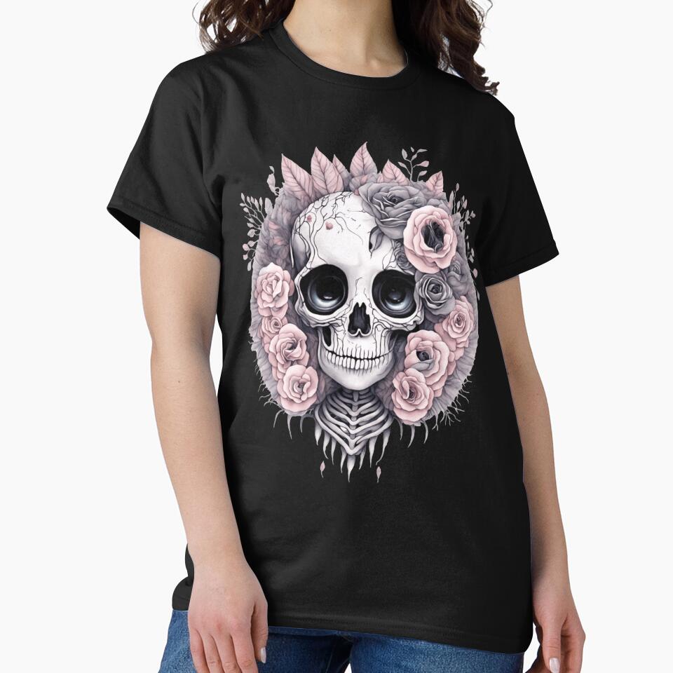 Pastel Goth, Botanical Skeleton, Rose Skull by Blue-Dazzle