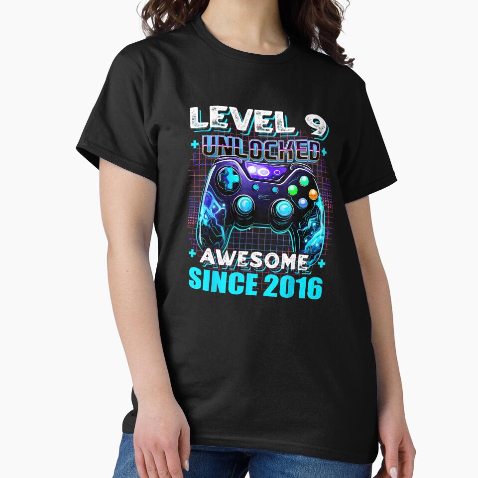 Level 9 Unlocked Awesome Since 2016 Gaming Birthday by FGTV2021