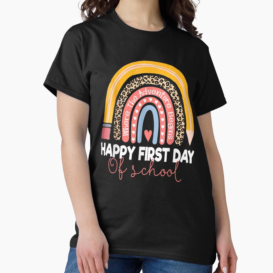 Happy First Day Of School Rainbow Leopard Teacher Student by Anoirshop ⭐⭐⭐⭐⭐