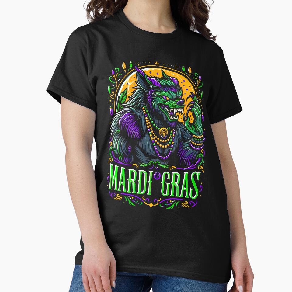 Mardi Gras Werewolf Mask Fun Wolf Costume Graphic by SpookshowDesign