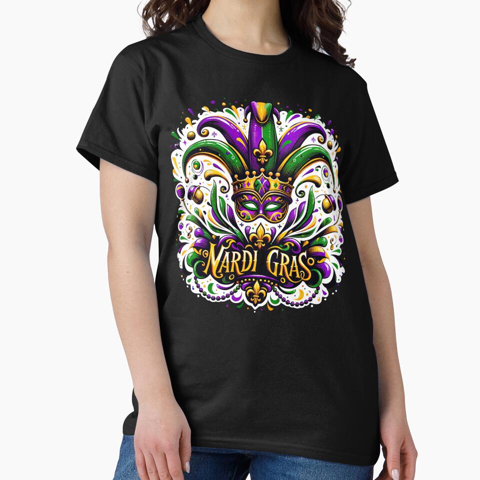 Elegant Mardi Gras Fleur-de-Lis Festive Tee by MAPDDesigns