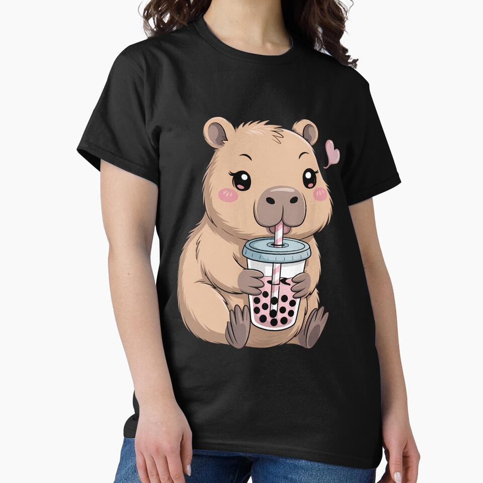 Capybara Kawaii Anime Drinking Bubble Tea Lover by CruelShadesSt
