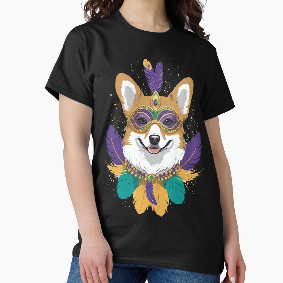 Corgi dog wearing carnival mask. Happy Mardi Gras! by twisted-dot