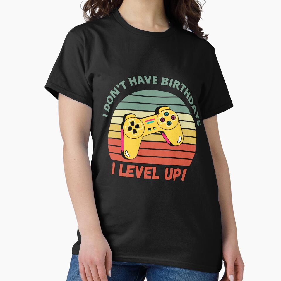 I don't have birthdays. I level up!  Yellow Controller Retro Sunset Design by Meek-Anime