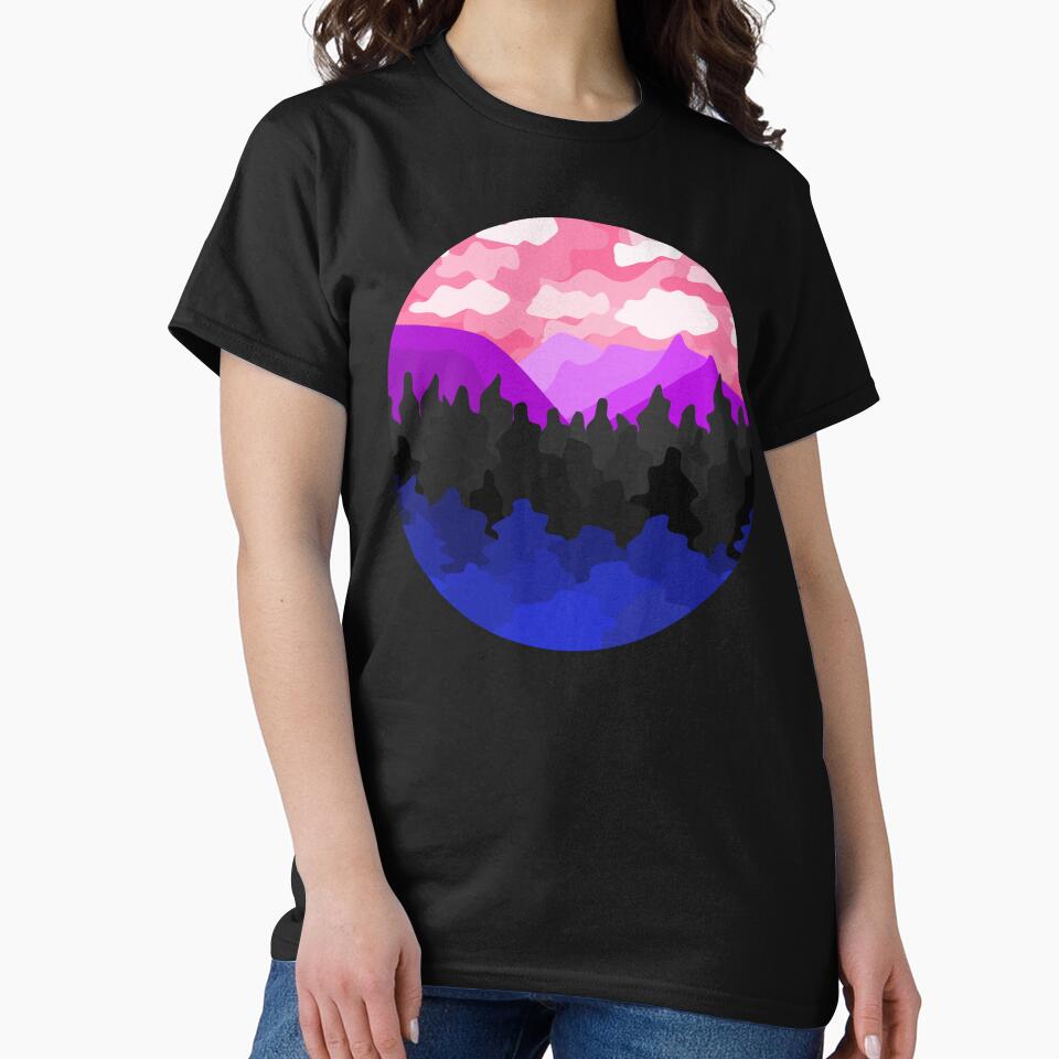 Genderfluid Pride Flag Art Landscape Mountains Trees Clouds by cashewdays