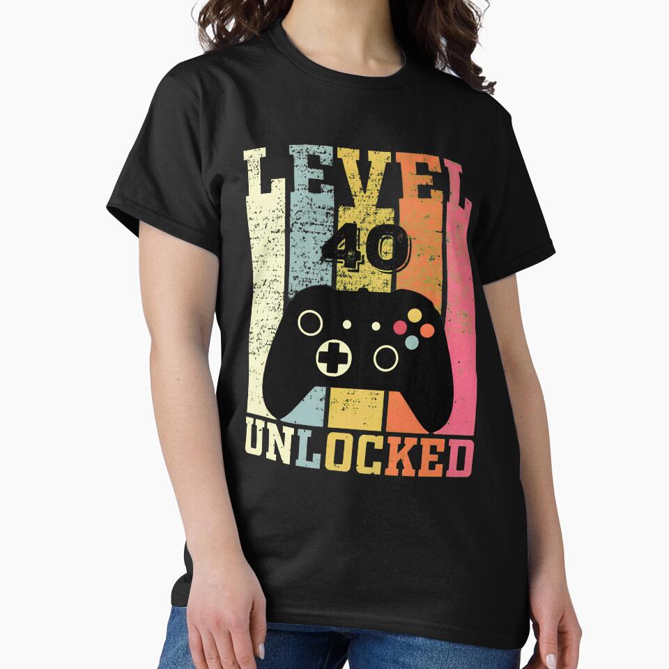 Level 40 Unlocked Vintage Retro Gamer Birthday by OlyvieArt