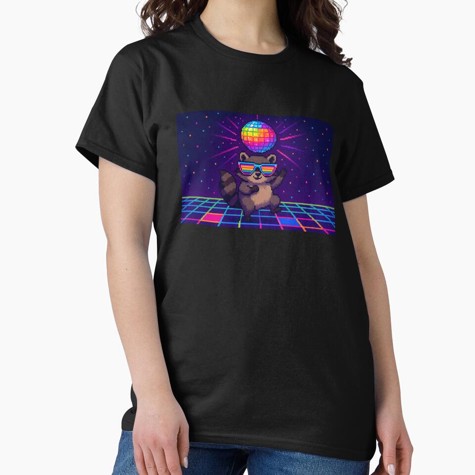 Pixel Disco Raccoon with Sunglasses by SassyArtistry