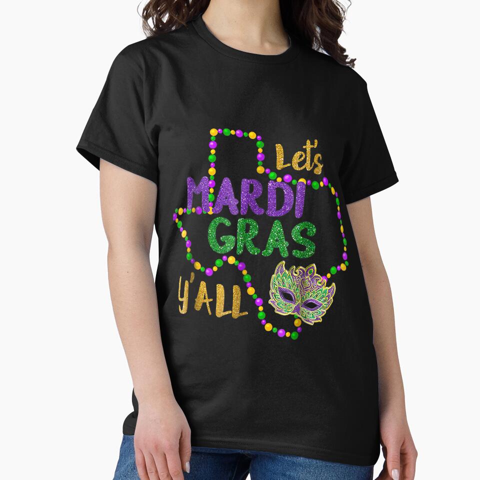 Love Mardi Gras 2022 Y'all Galveston Fun Cute Beads And Mask by Lynette1241