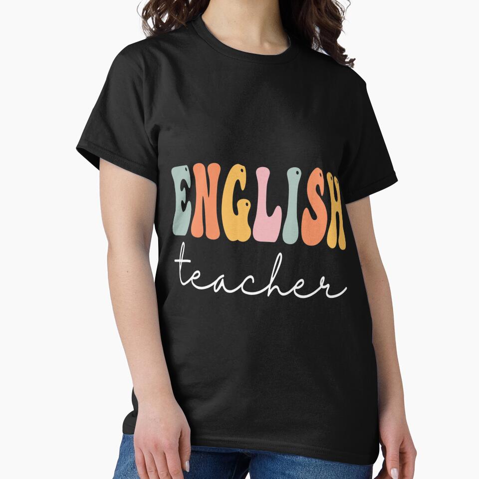 English Teacher Retro Groovy Women Happy First Day Of School by troubledcommand