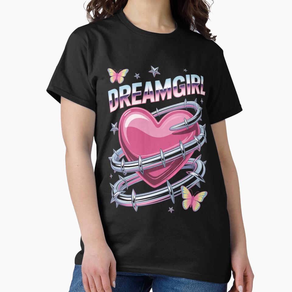 Dreamgirl Barbed Wire Glossy Heart Butterflies Y2K Valentine's Day by DarylWelsh2024