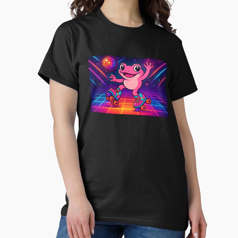 Disco Frog on Roller Skates in Neon Rink by SassyArtistry