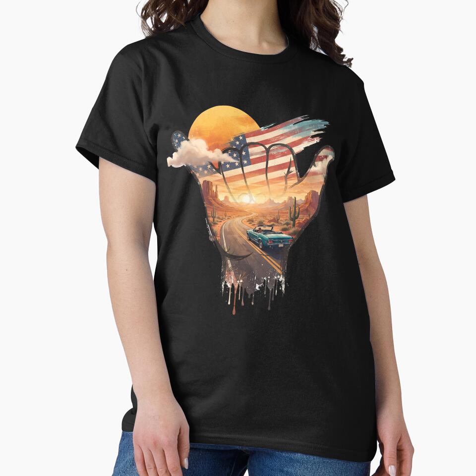 USA Shaka Desert Road Trip American Flag by MythicCotton