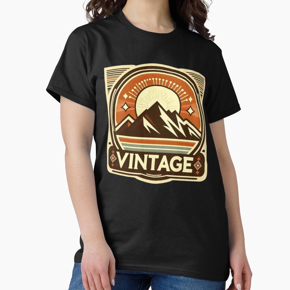 Vintage Mountain Emblem with Sunset by Dogandesighn