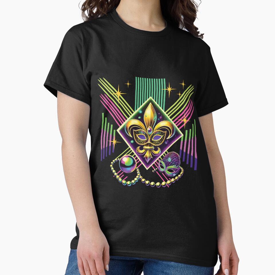 Mardi Gras Retro Synthwave Mask Neon Vibes by LuminOrb