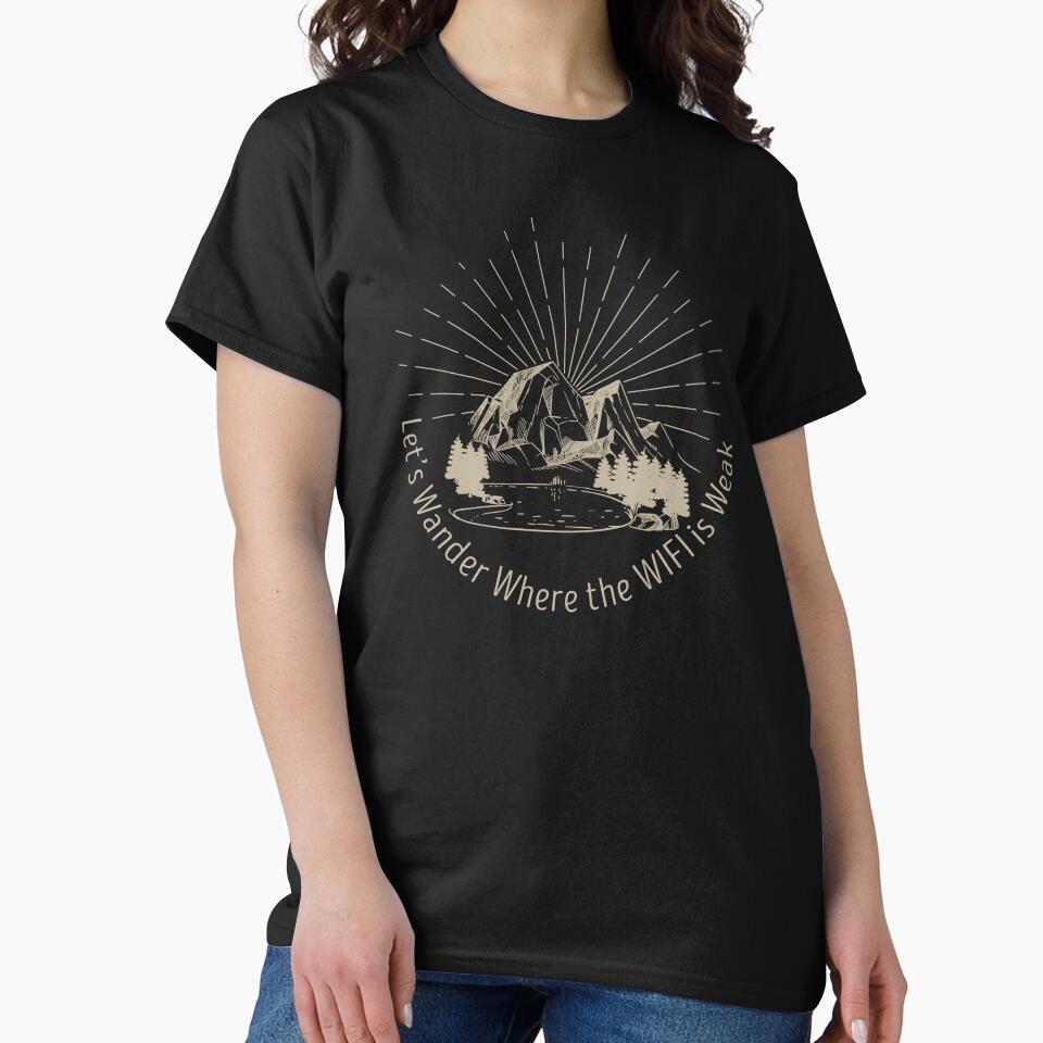 Funny Line Art Hiking T-Shirt | Trail Running, Hiking, and Ultramarathon T-Shirts by ReefScene