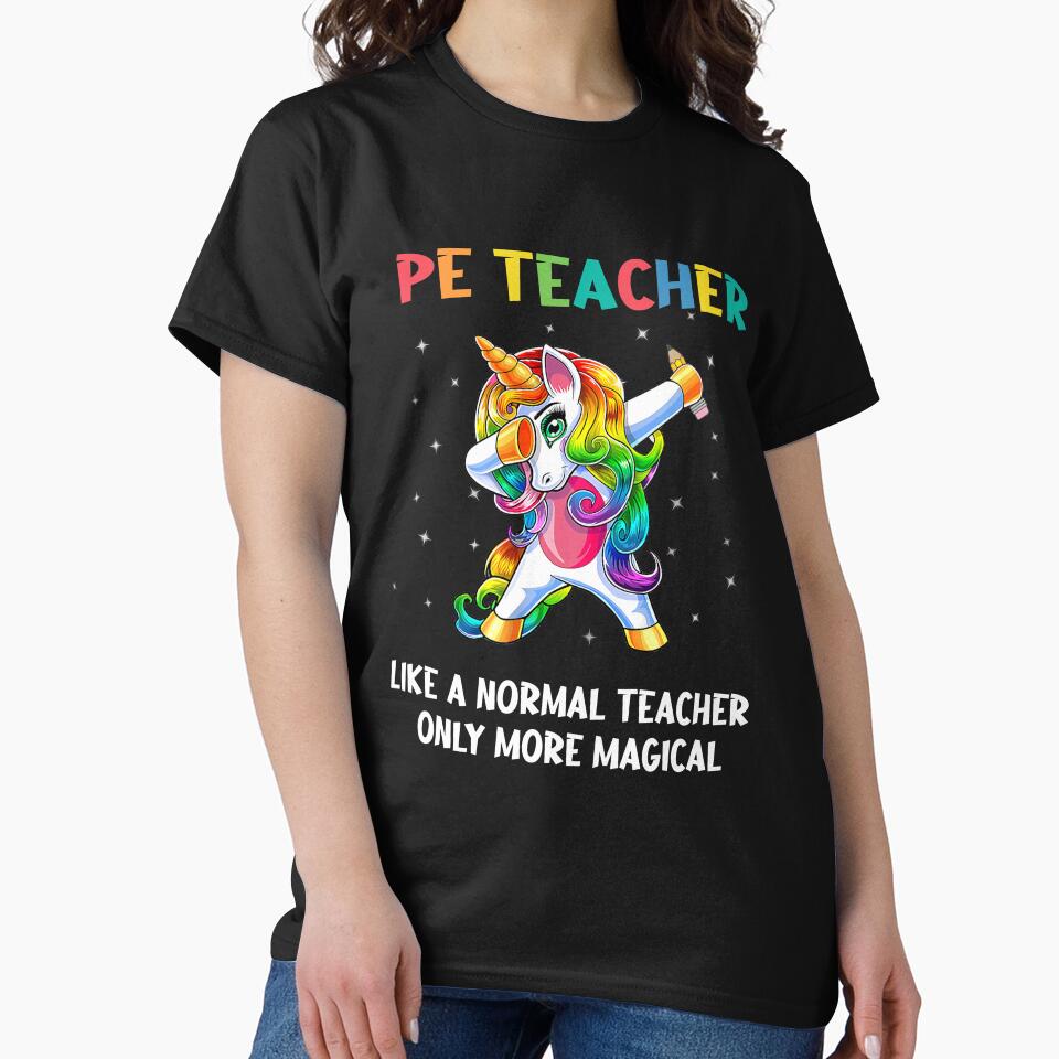 PE Teacher Dabbing Unicorn Funny Back To School by KiemiraKilane