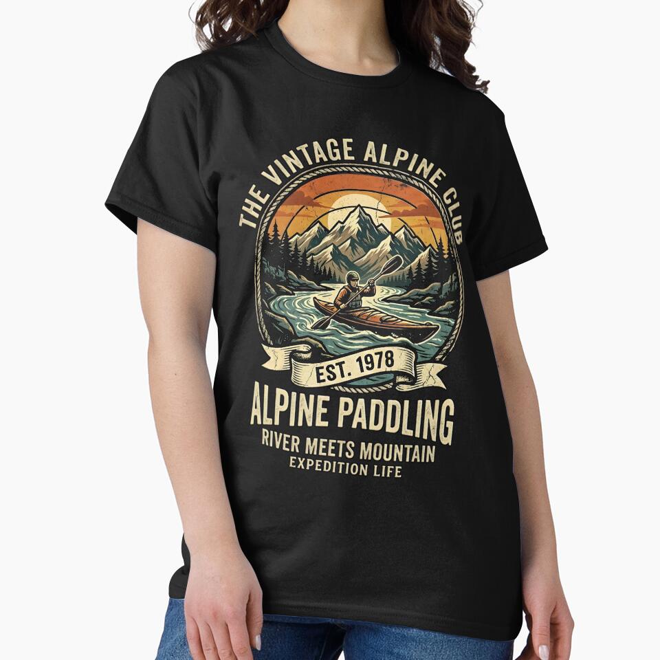 The Canoe Paddling Vintage Alpine Club - Alpine Paddling River Meets Mountain Retro Design canoe adventures by Jt41