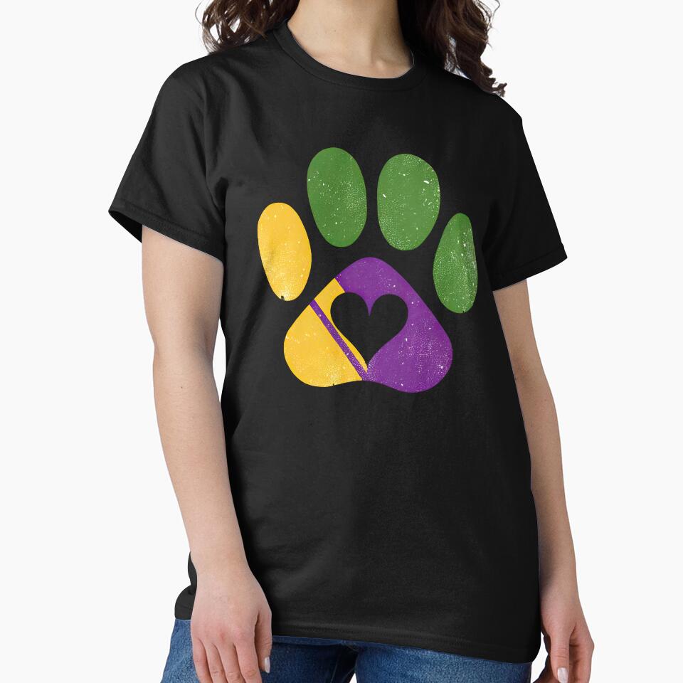 Mardi Paws: Carnival Colors Paw Print Tee by MAPDDesigns