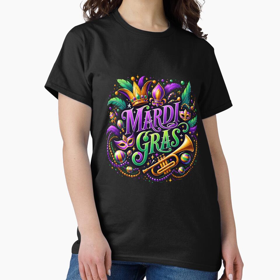 Mardi Gras Carnival Vibes – Purple Green Gold Festive Design for Shirts & Stickers by artedigital99