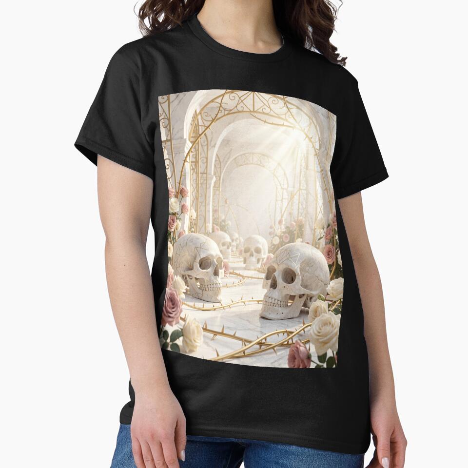 Ethereal Marble Skulls & Golden Roses - Light Academia Luxury Art by VibeByJossef