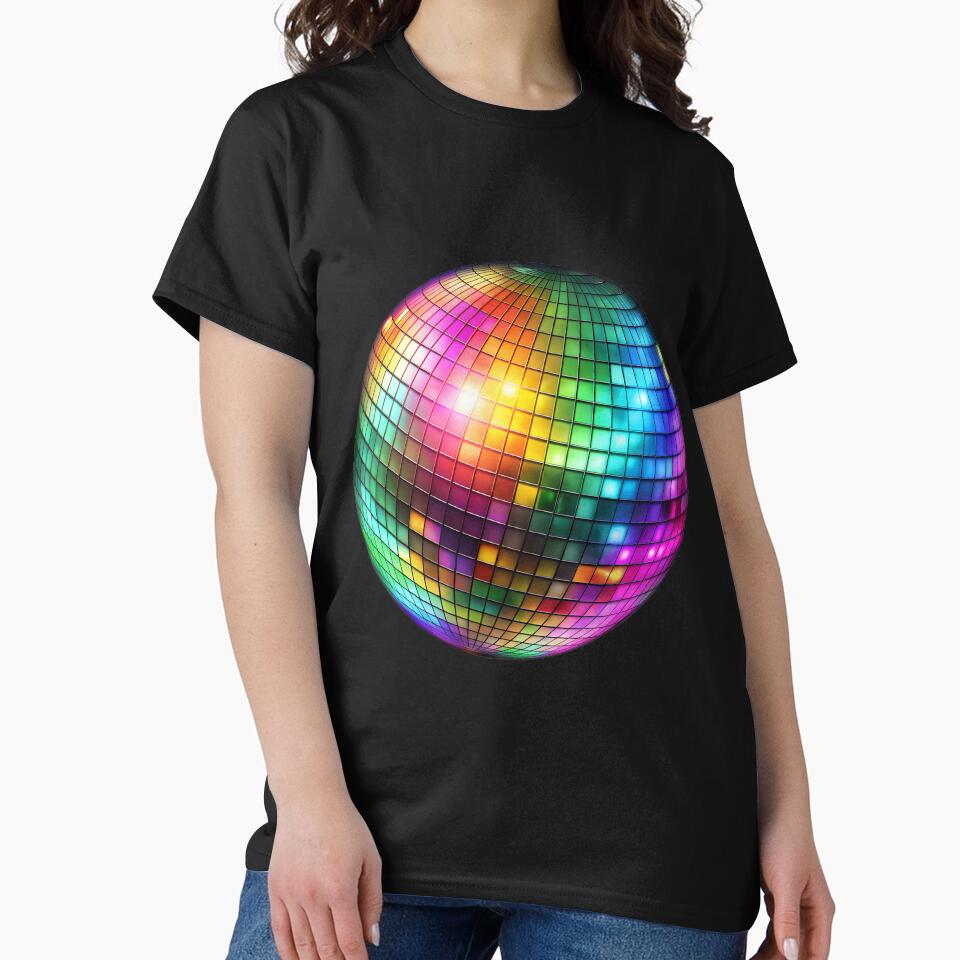 Shiny 70s Disco Ball Retro Design with Rainbow Colors by PrideFlagMerch