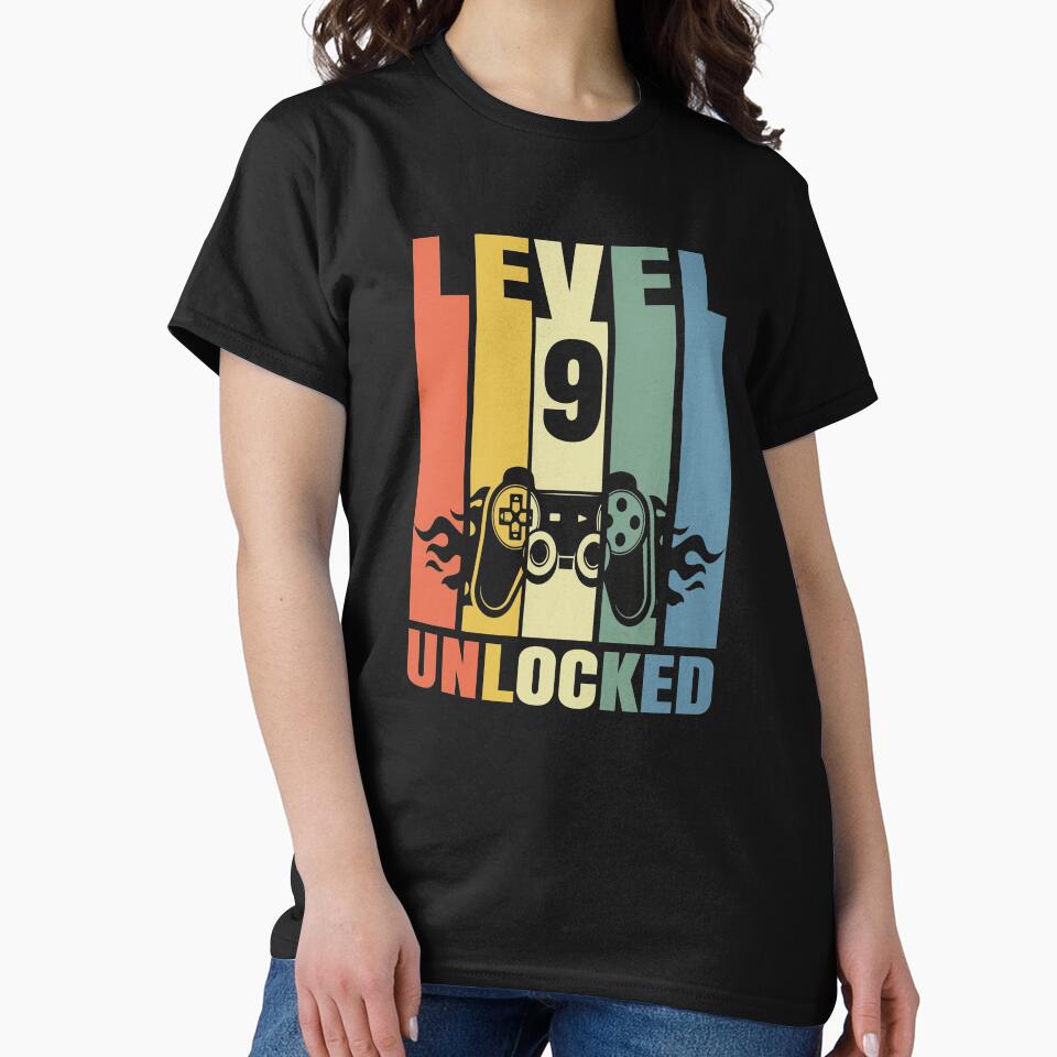 Level 9 Unlocked, Funny Video Gamer, 9th Birthday  Kids Gift by Ake10