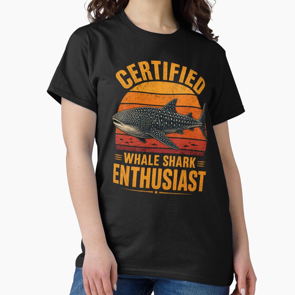 Certified Whale Shark Enthusiast T-Shirt, Ocean Lover Gift, Marine Life Graphic Tee, Vintage Sea Animal Shirt by Trendably