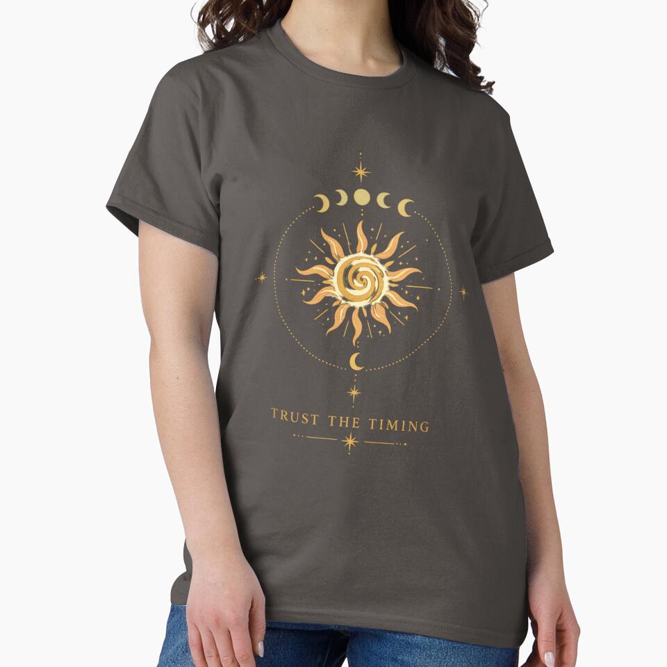 Trust The Timing Boho Sun | Celestial Moon Phases Spiritual Aesthetic Design by GozdeSoftChaos