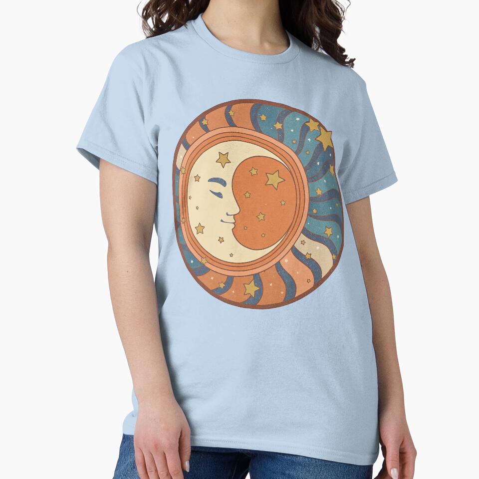 Celestial Sun and Moon Retro Illustration by ArtfulWeave