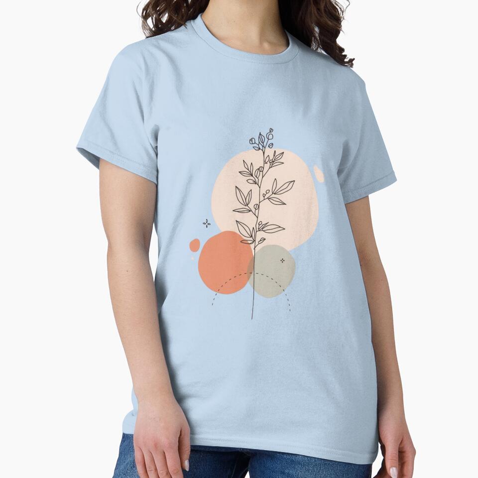 Minimalist Botanical Line Art Illustration with Abstract Earth Tone Shapes by PACS0011