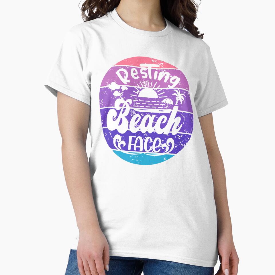 Resting Beach Face Retro Sunset Beach Vacation Funny Summer Graphic T-Shirt  ​ by TeeTimeMeTime