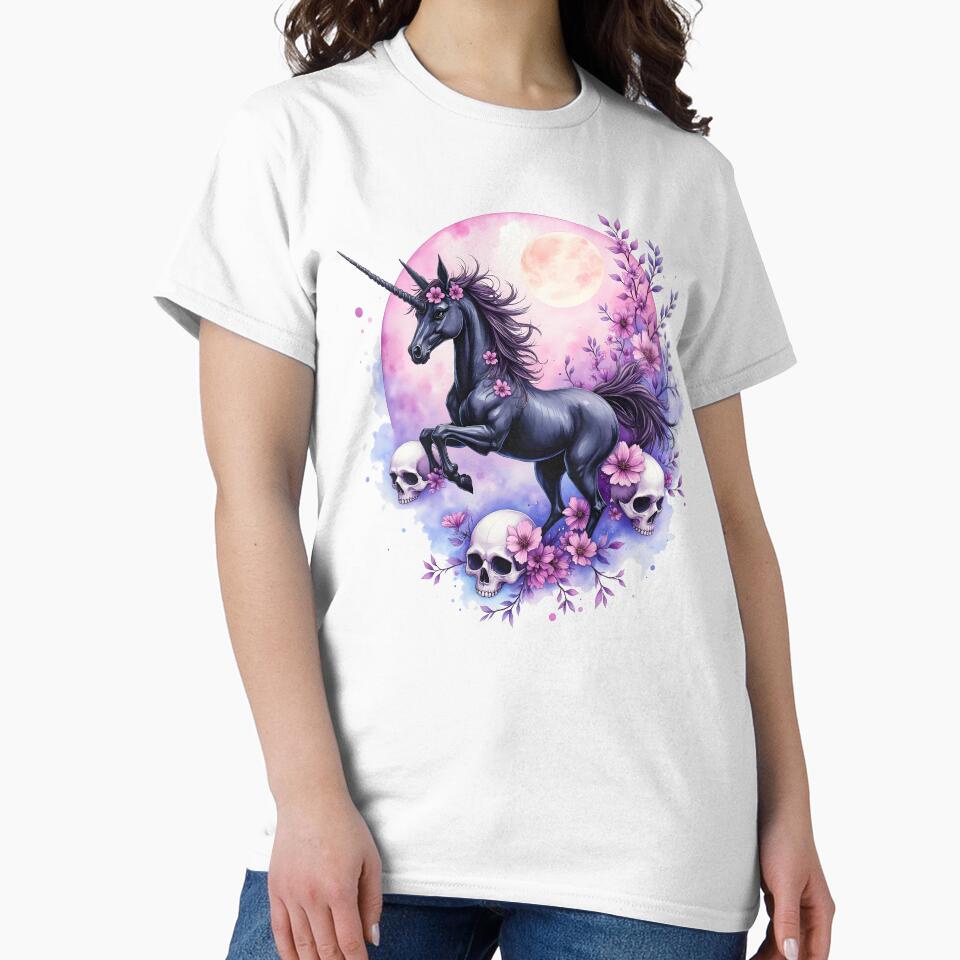 Moonlit Unicorn Among Forgotten Roses, Dark Unicorn Aesthetic. by nicky2342