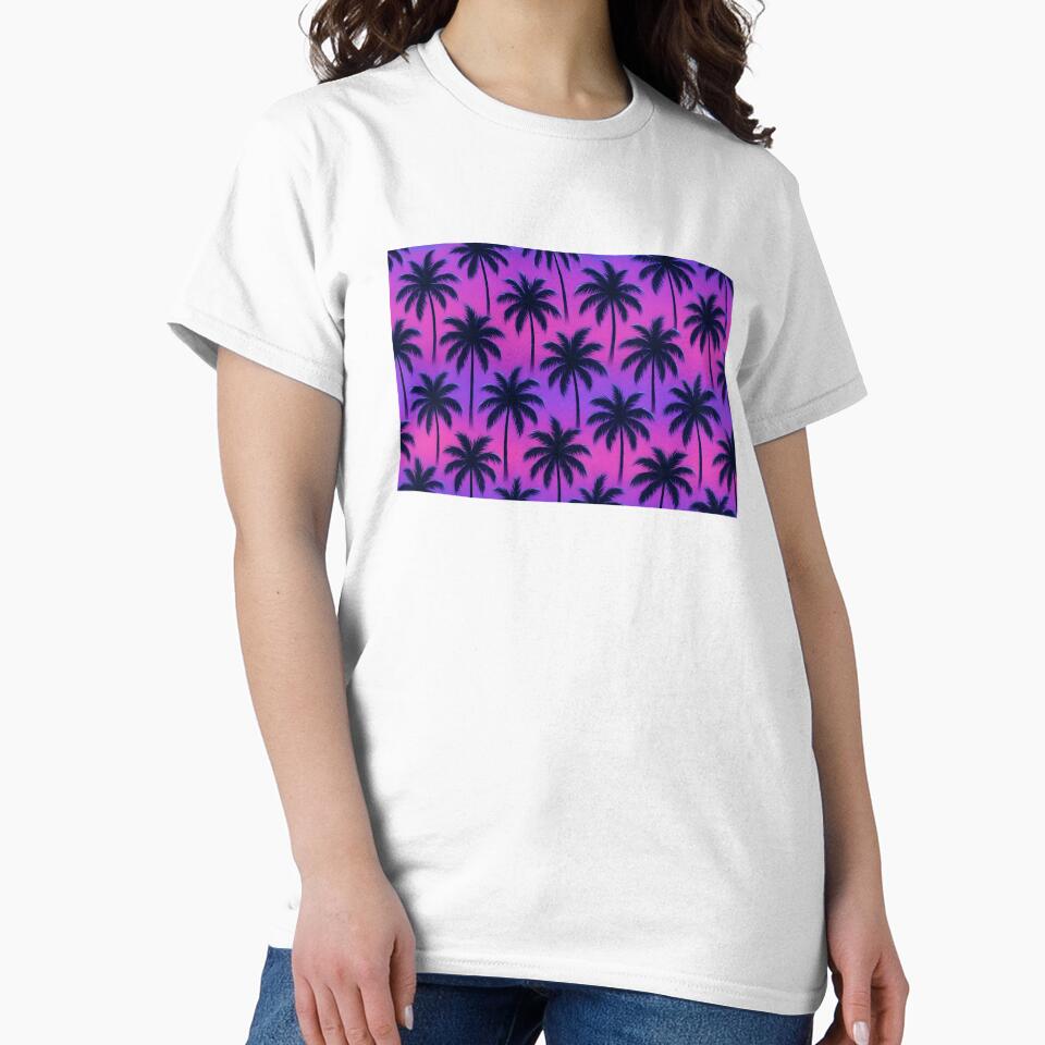 Tropical Palm Tree Pattern on Sunset Gradient Background by SassyArtistry