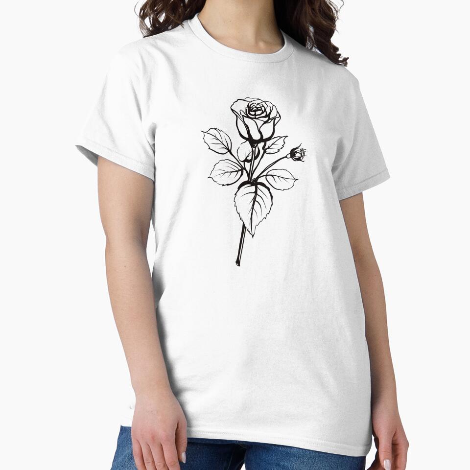 Minimalist Rose line art, botanical flower illustration by Fauraarts