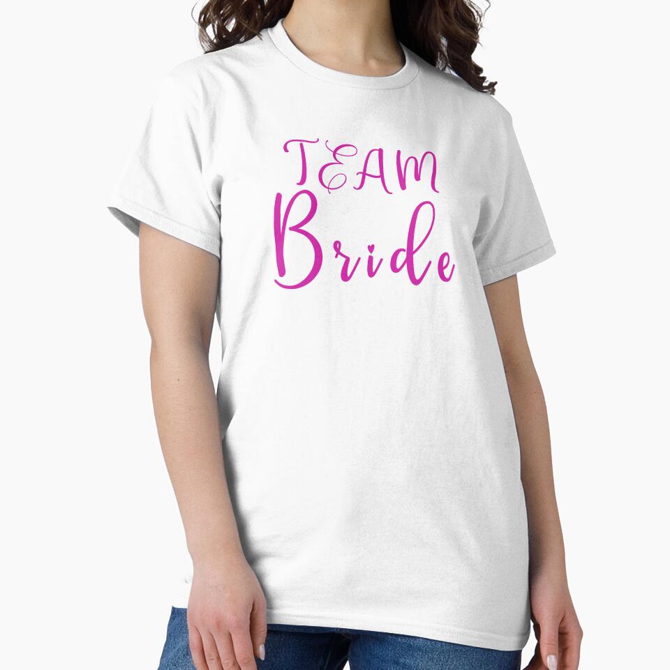TEAM Bride pink callygraphic,handwritten text by EmeraldeaArt