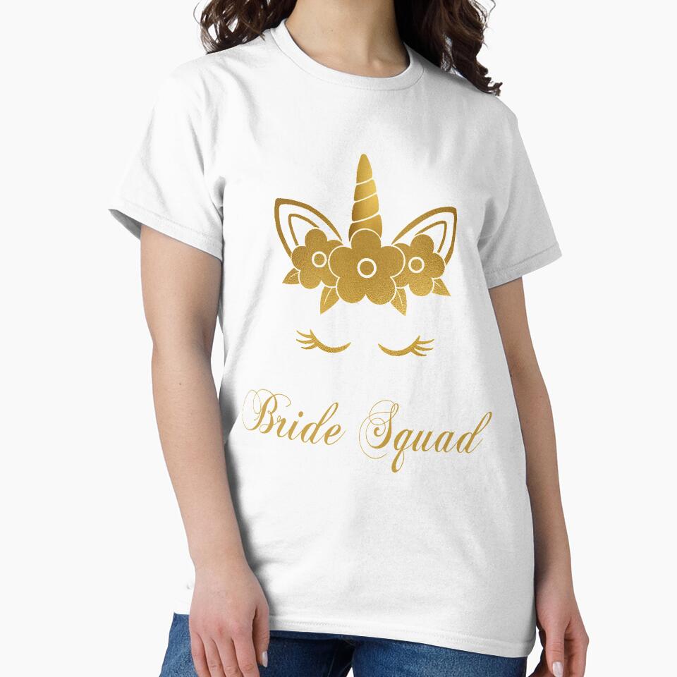 Golden Unicorn Bride Bachelorette Party Team Group Shirt by Jelisandie