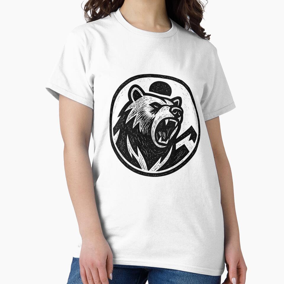 Bear Head Badge Minimal Design – Roaring Bear Mountain Logo Black and White by VinciLab