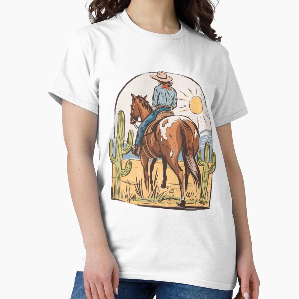 Vintage Cowgirl Desert Ride Illustration by Charlietule