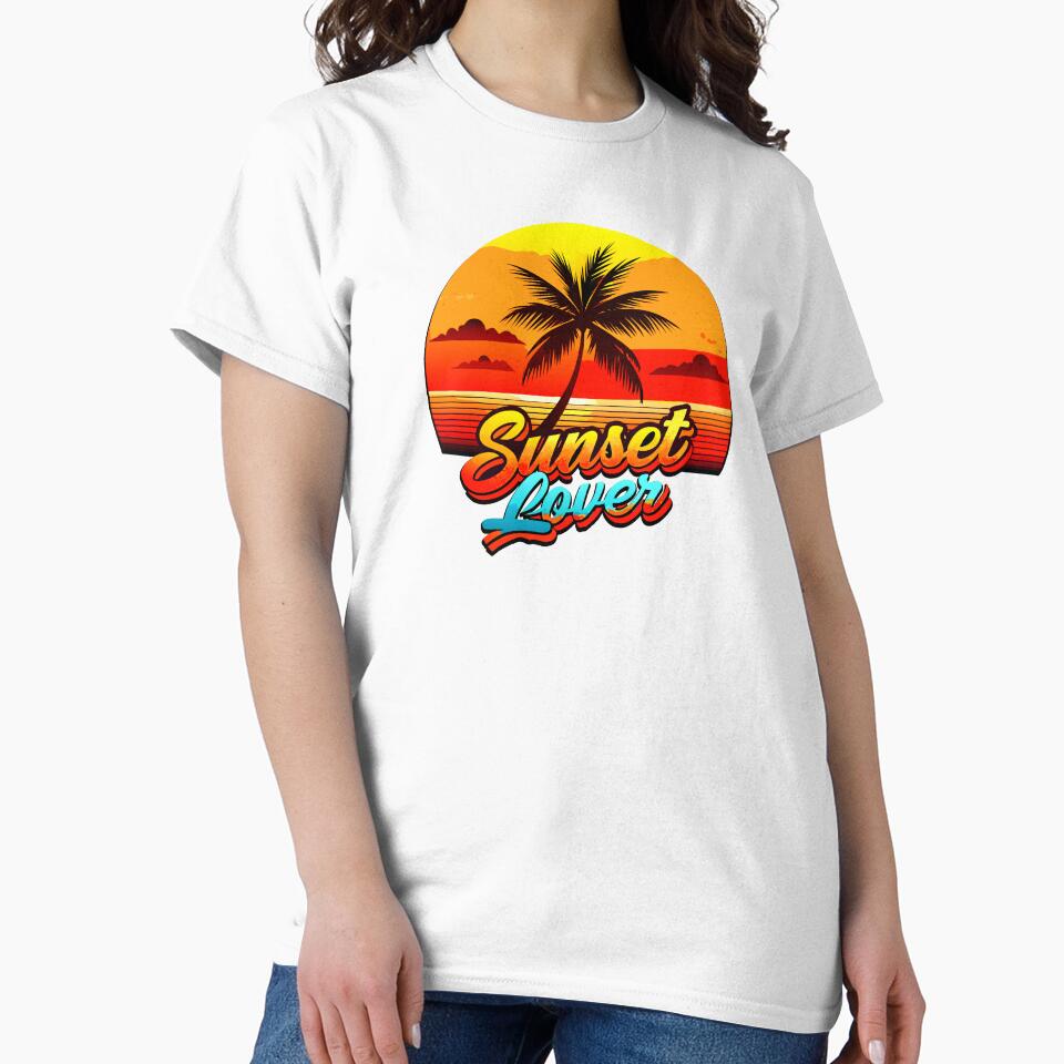Sunset Vibes T-Shirt – Retro Summer Beach Graphic Tee by VikArtStudio
