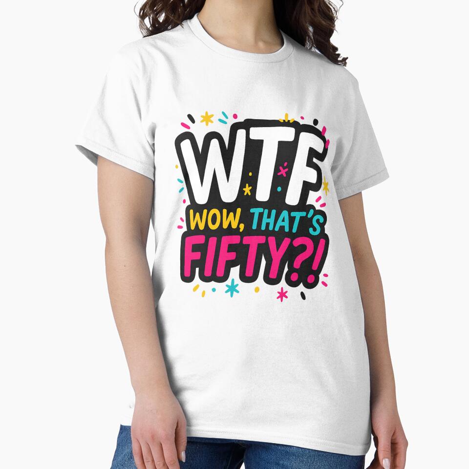 WTF – Wow, That’s Fifty?! | Neon Celebration 50th Birthday Design by pantapita